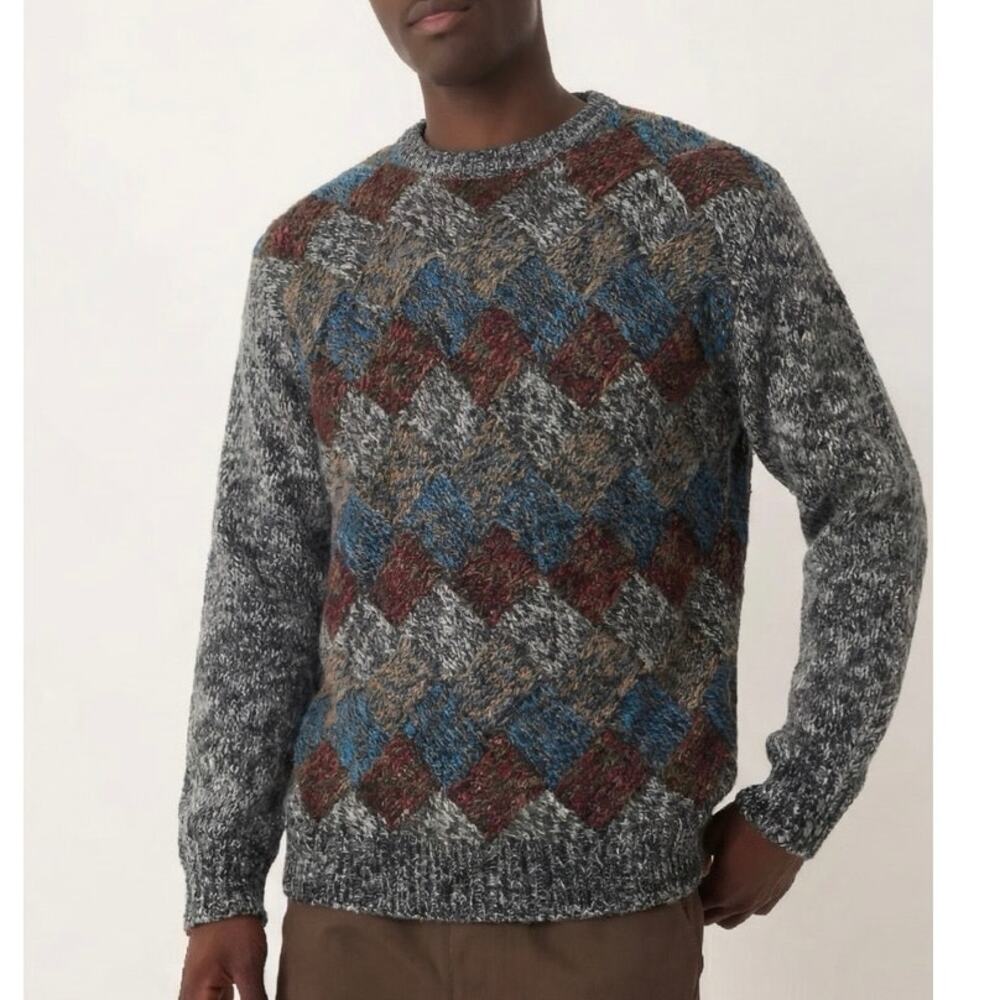 Vintage 80s Hand‎ knit Color Block Bachrach Coogi Inspired Men’s LG Sweater